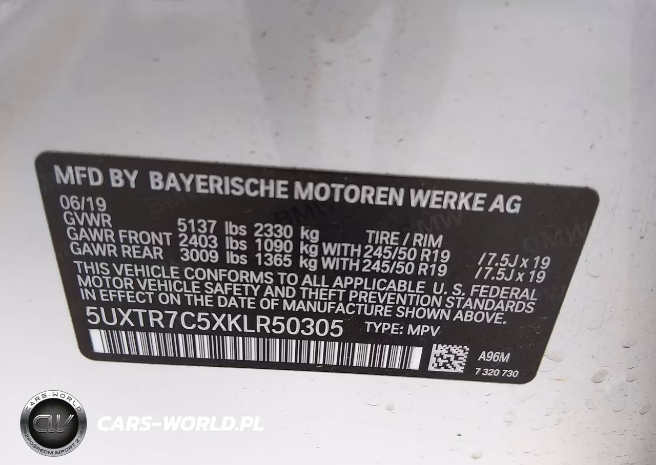 2019 BMW X3 Sdrive30I VIN:5UXTR7C5XKLR50305 - 9