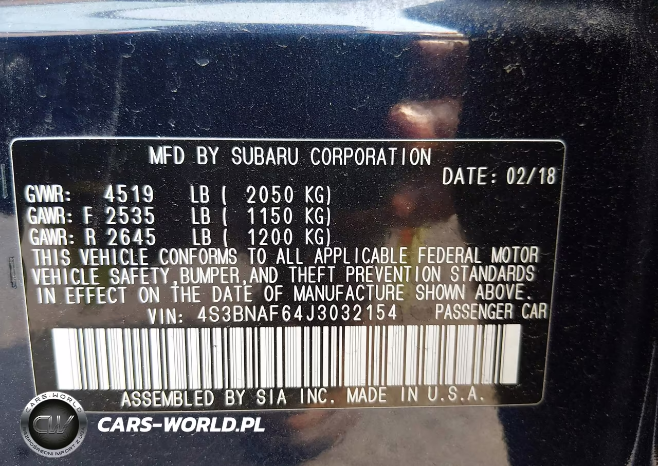 2018 Subaru Legacy 2.5I Premium VIN:4S3BNAF64J3032154 - 9