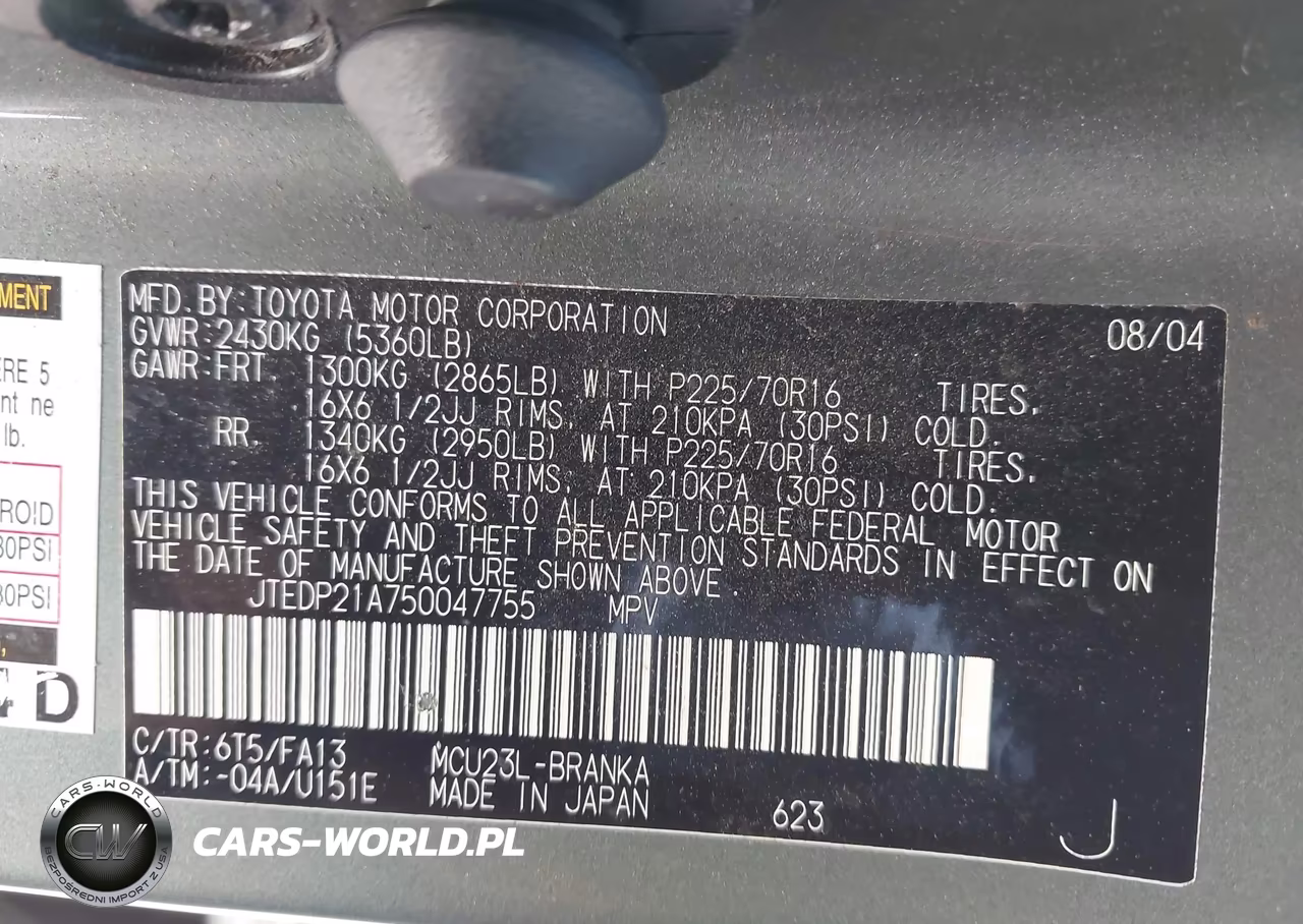 2005 Toyota Highlander V6 VIN:JTEDP21A750047755 - 9