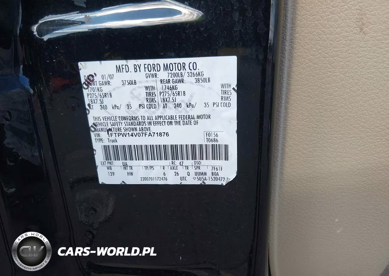 2007 Ford F-150 Fx4-Lariat-Xlt VIN:1FTPW14V07FA71876 - 9