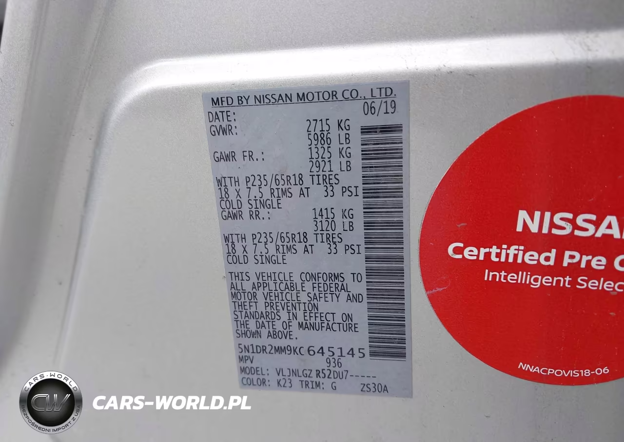 2019 Nissan Pathfinder Sl VIN:5N1DR2MM9KC645145 - 9