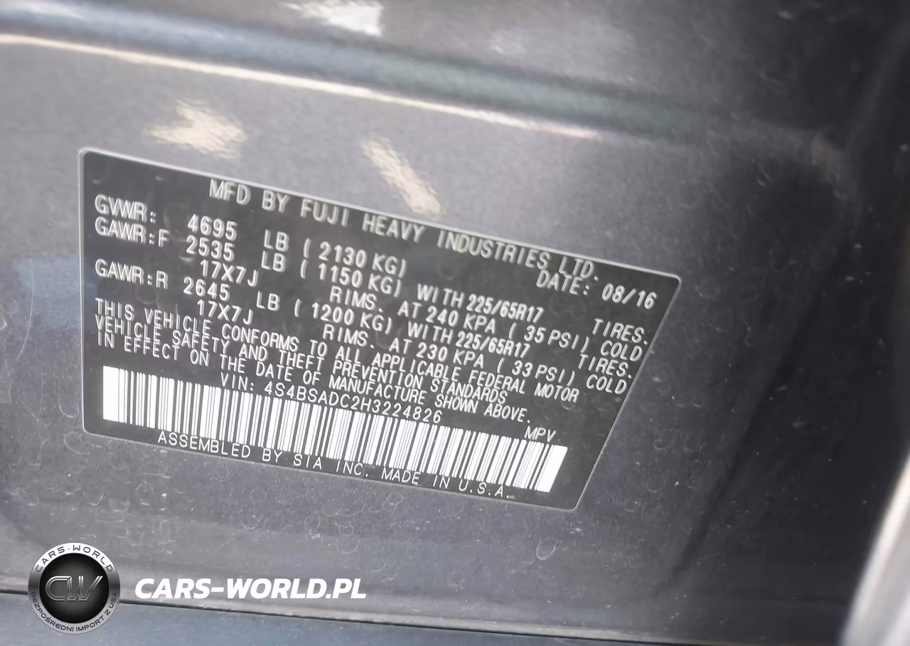 2017 Subaru Outback 2.5I Premium VIN:4S4BSADC2H3224826 - 9