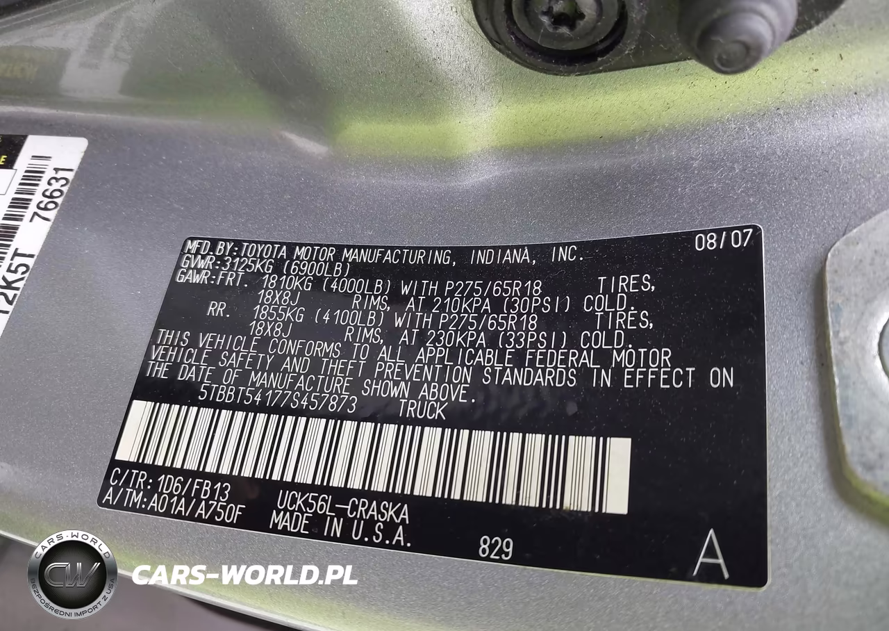 2007 Toyota Tundra Sr5 4.7L V8 VIN:5TBBT54177S457873 - 9