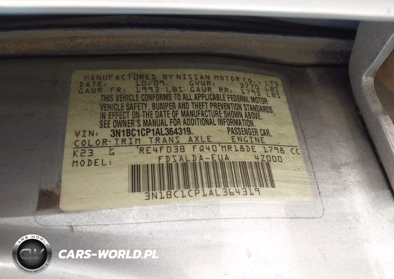 2010 Nissan Versa S-Sl VIN:3N1BC1CP1AL364319 - 9