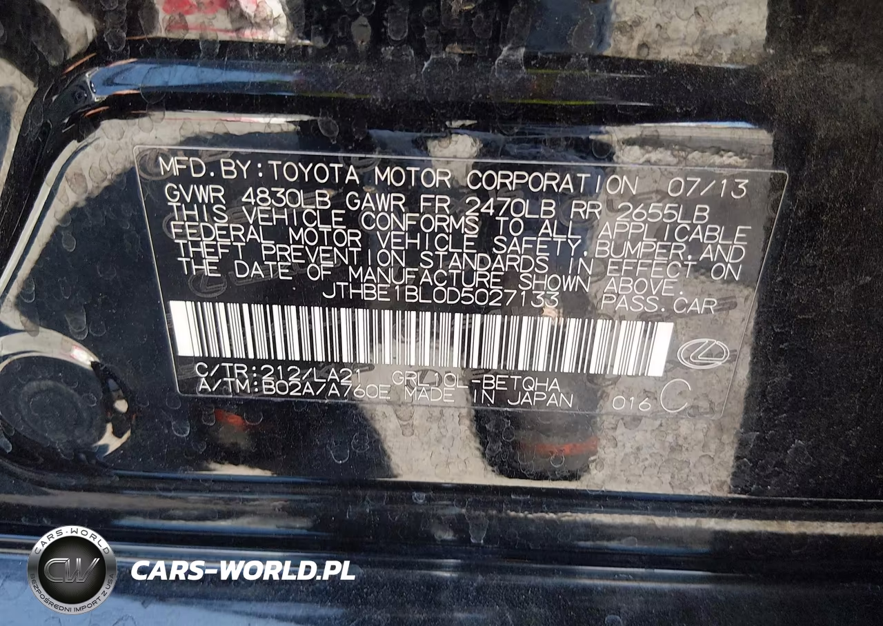 2013 Lexus Gs 350 VIN:JTHBE1BL0D5027133 - 9