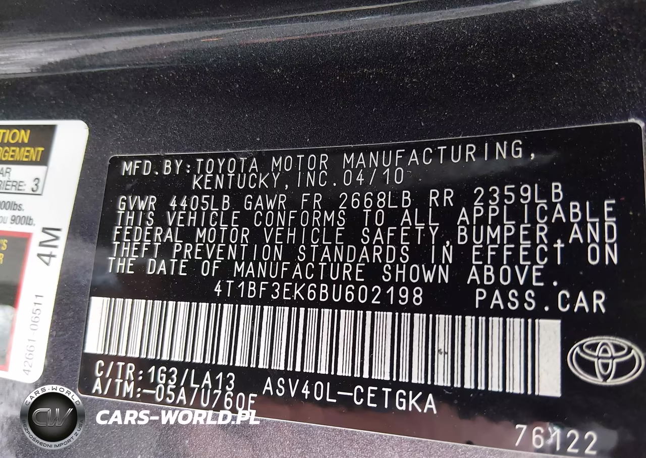 2011 Toyota Camry Xle VIN:4T1BF3EK6BU602198 - 9