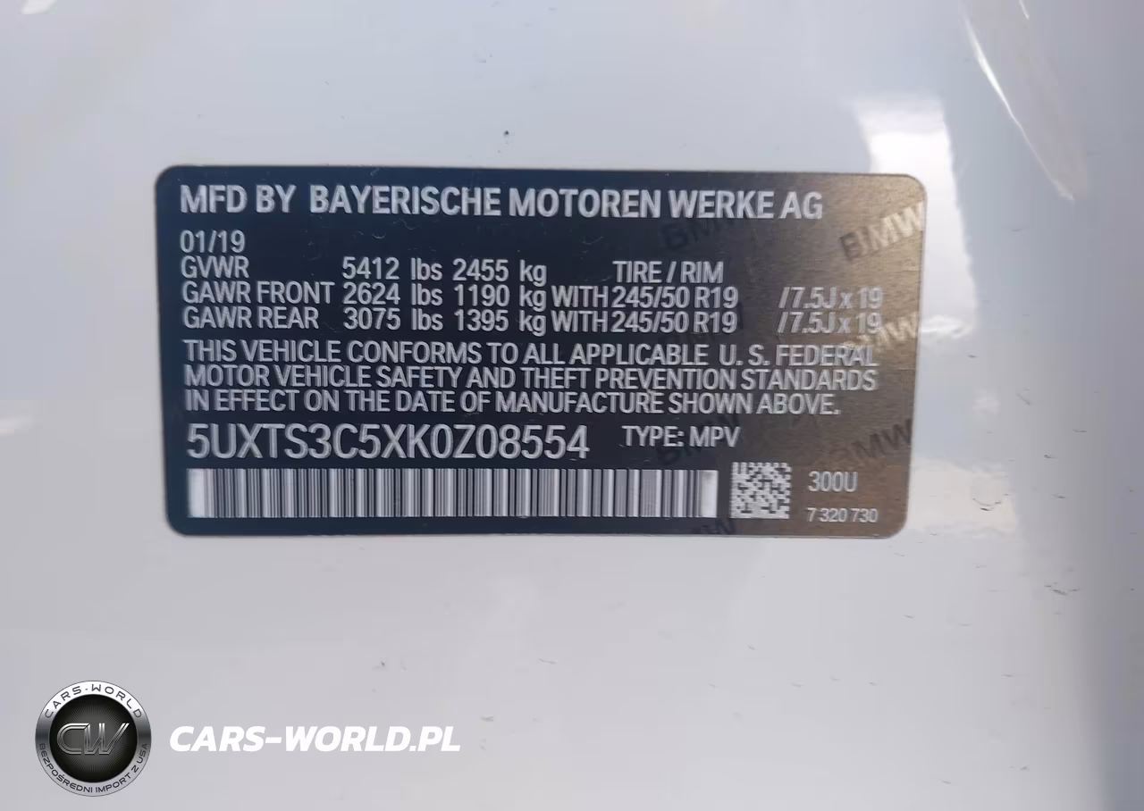 2019 BMW X3 M40I VIN:5UXTS3C5XK0Z08554 - 9