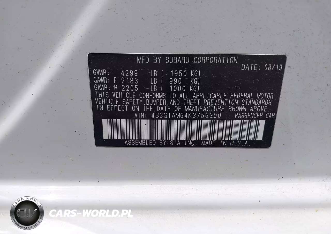 2019 Subaru Impreza 2.0I Sport VIN:4S3GTAM64K3756300 - 9