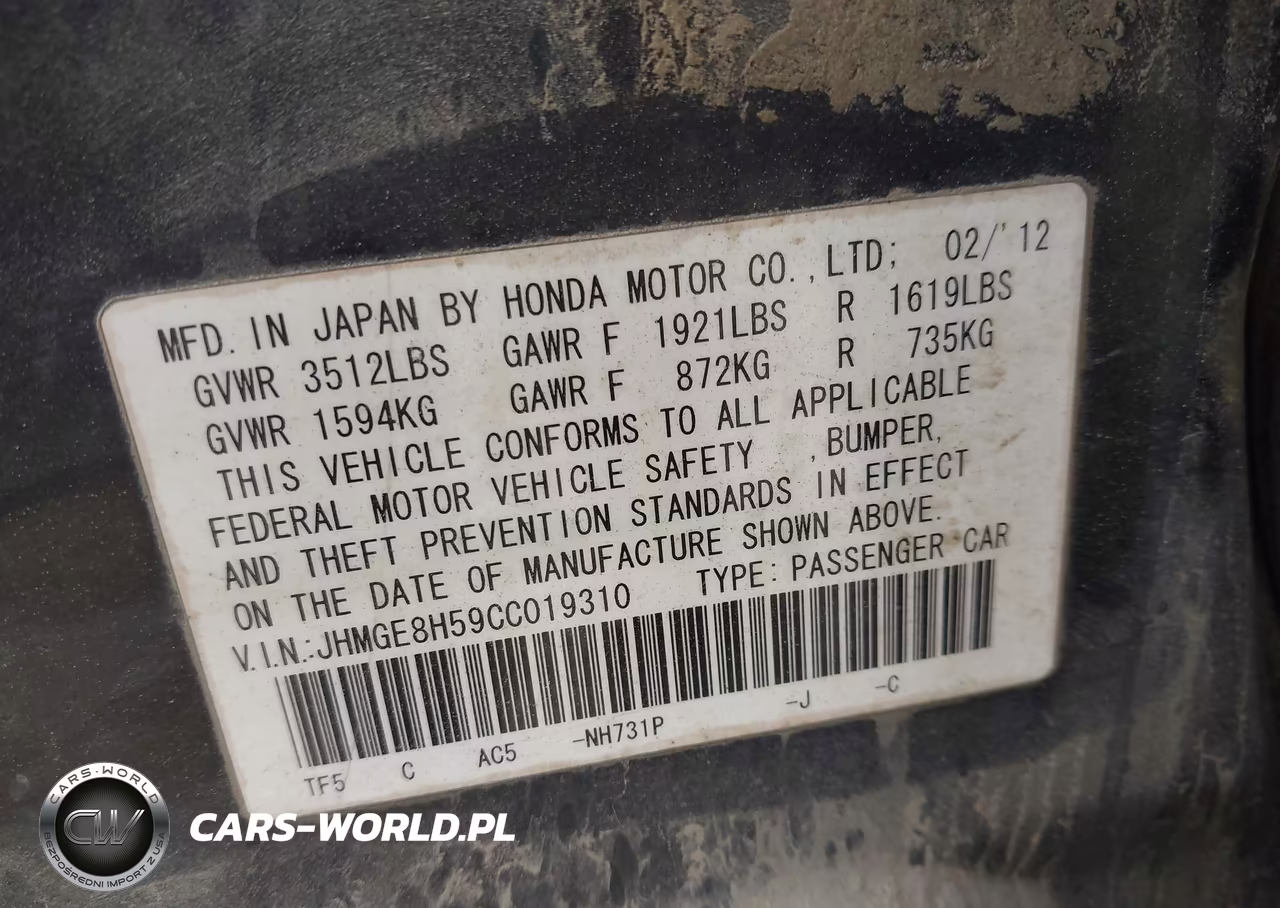 2012 Honda Fit Sport VIN:JHMGE8H59CC019310 - 9