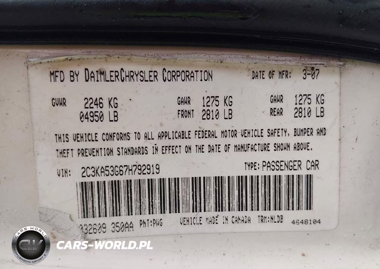 2007 Chrysler 300 Touring VIN:2C3KA53G67H792919 - 9