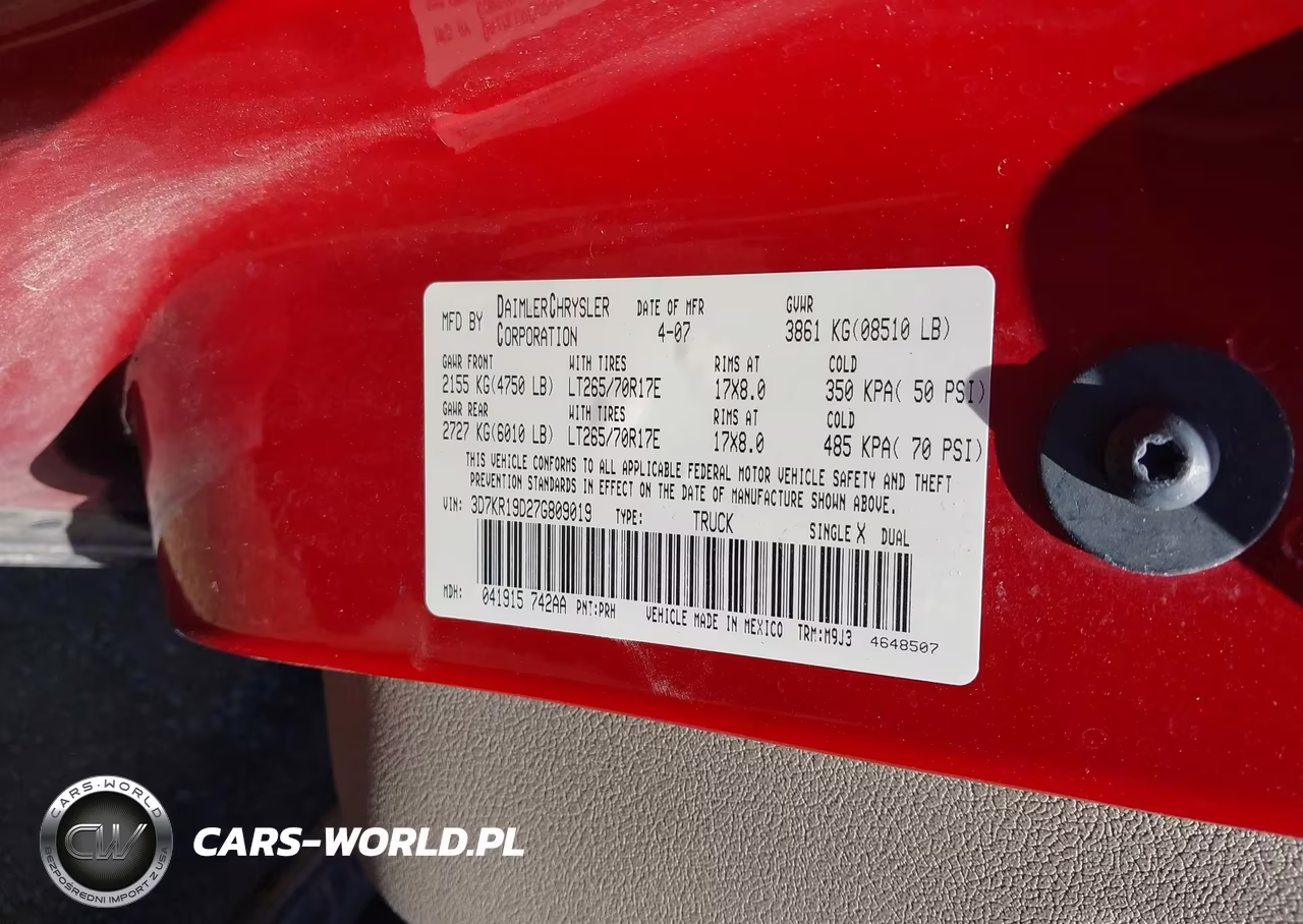 2007 Dodge Ram 1500 Slt VIN:3D7KR19D27G809019 - 9