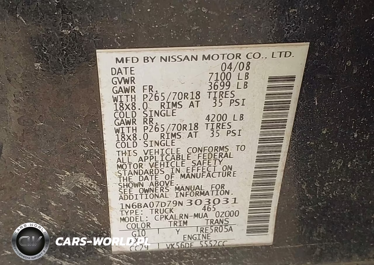 2009 Nissan Titan Xe VIN:1N6BA07D79N303031 - 9
