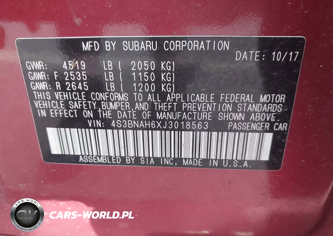 2018 Subaru Legacy 2.5I Premium VIN:4S3BNAH6XJ3018563 - 9