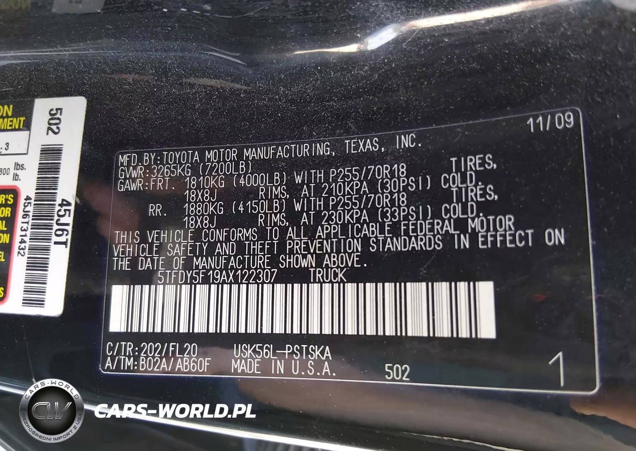 2010 Toyota Tundra Grade 5.7L V8 VIN:5TFDY5F19AX122307 - 9