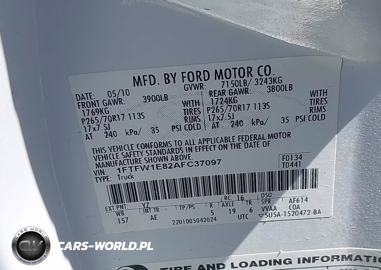 2010 Ford F-150 Xl-Xlt VIN:1FTFW1E82AFC37097 - 9
