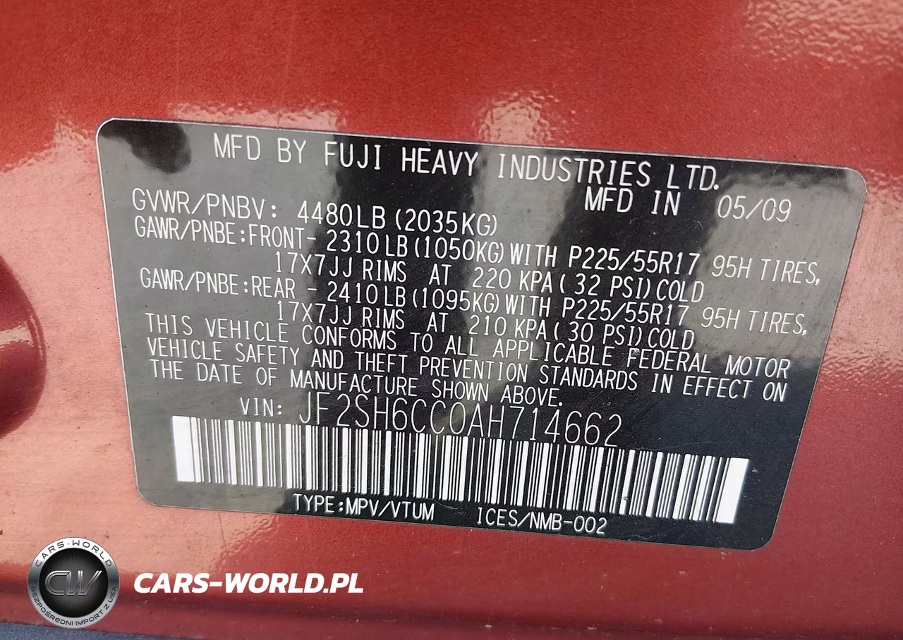 2010 Subaru Forester 2.5X Premium VIN:JF2SH6CC0AH714662 - 9
