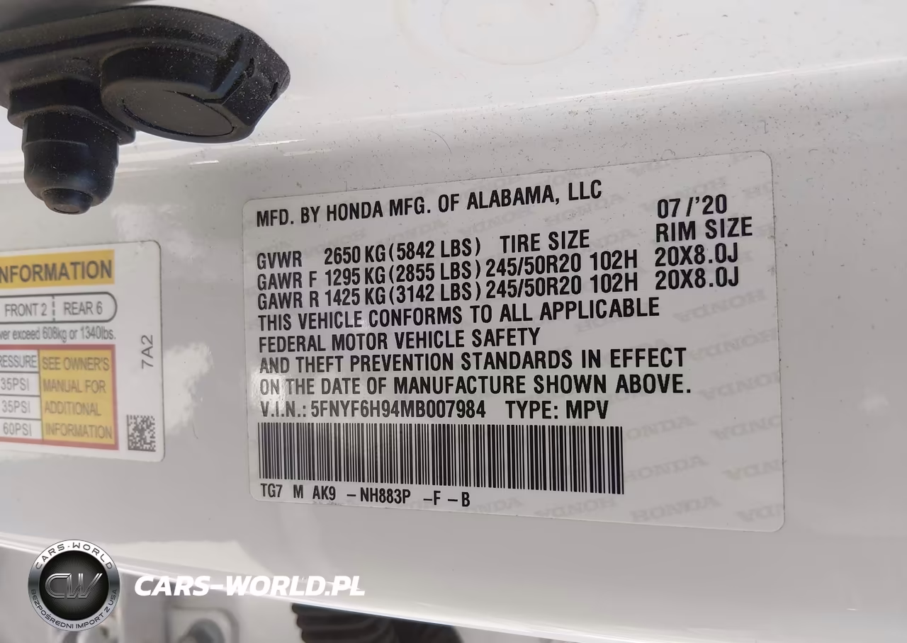 2021 Honda Pilot Awd Touring 8 Passenger VIN:5FNYF6H94MB007984 - 9