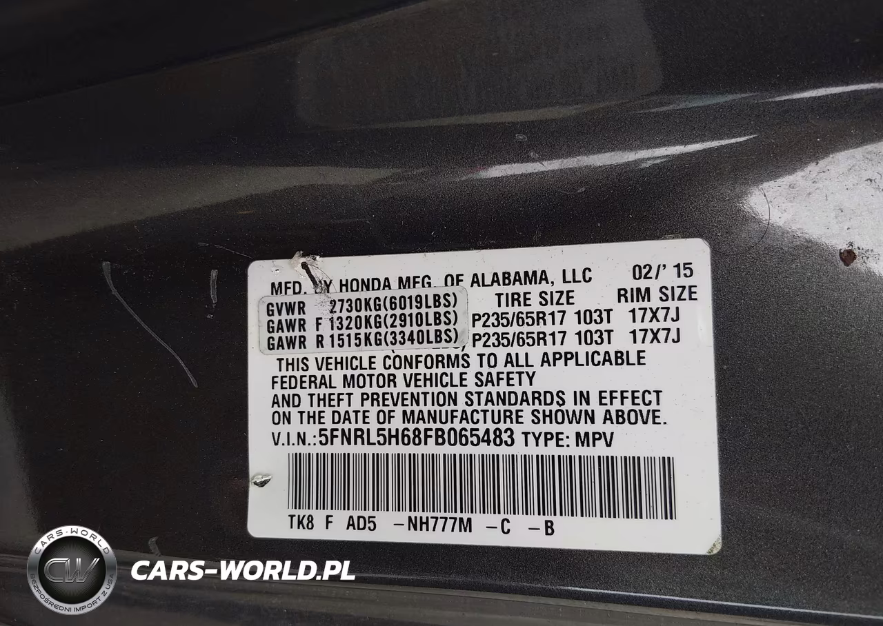 2015 Honda Odyssey Ex-L VIN:5FNRL5H68FB065483 - 9