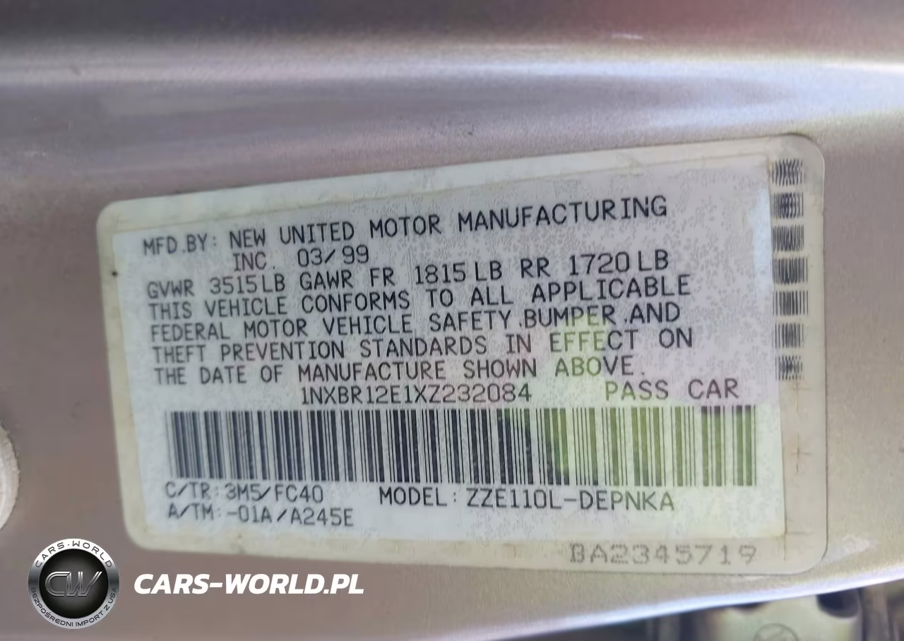 1999 Toyota Corolla Le VIN:1NXBR12E1XZ232084 - 9