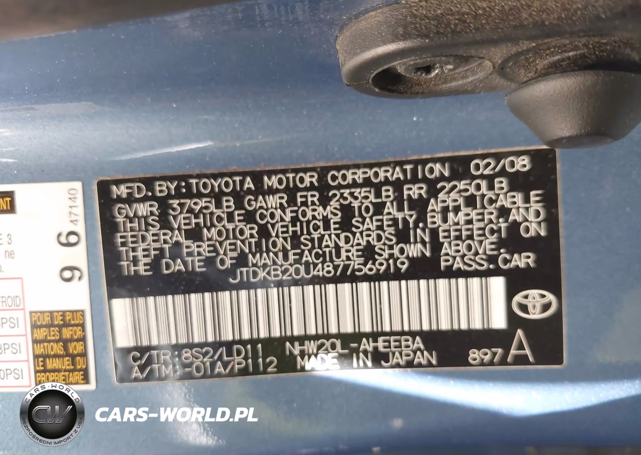 2008 Toyota Prius Touring VIN:JTDKB20U487756919 - 9