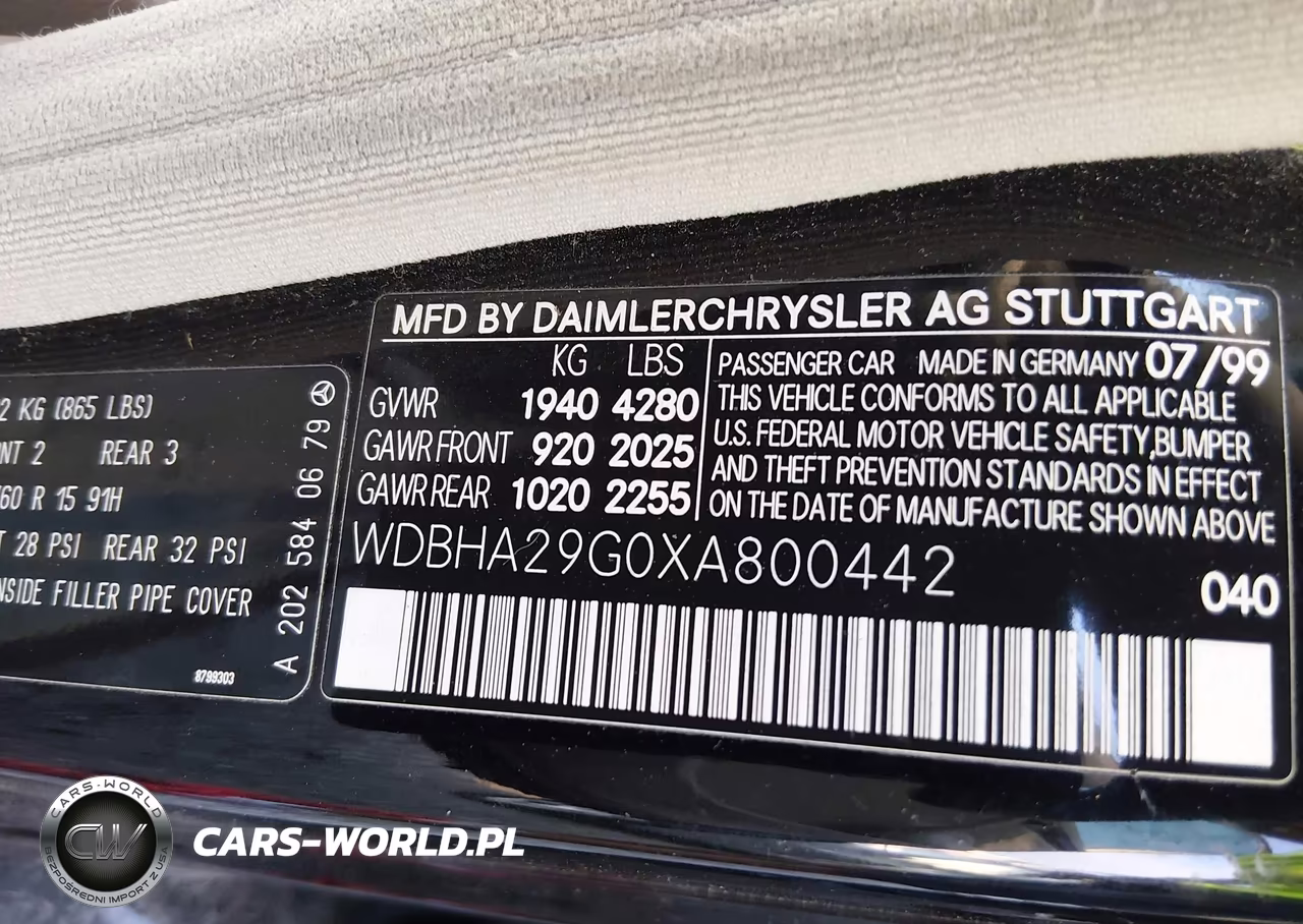 1999 Mercedes-Benz C 280 VIN:WDBHA29G0XA800442 - 9