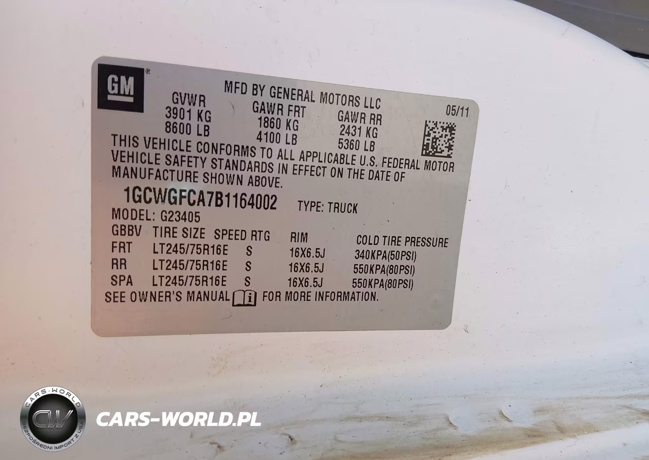 2011 Chevrolet Express 2500 Work Van VIN:1GCWGFCA7B1164002 - 9