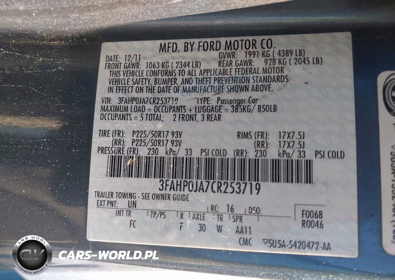 2012 Ford Fusion Sel VIN:3FAHP0JA7CR253719 - 9