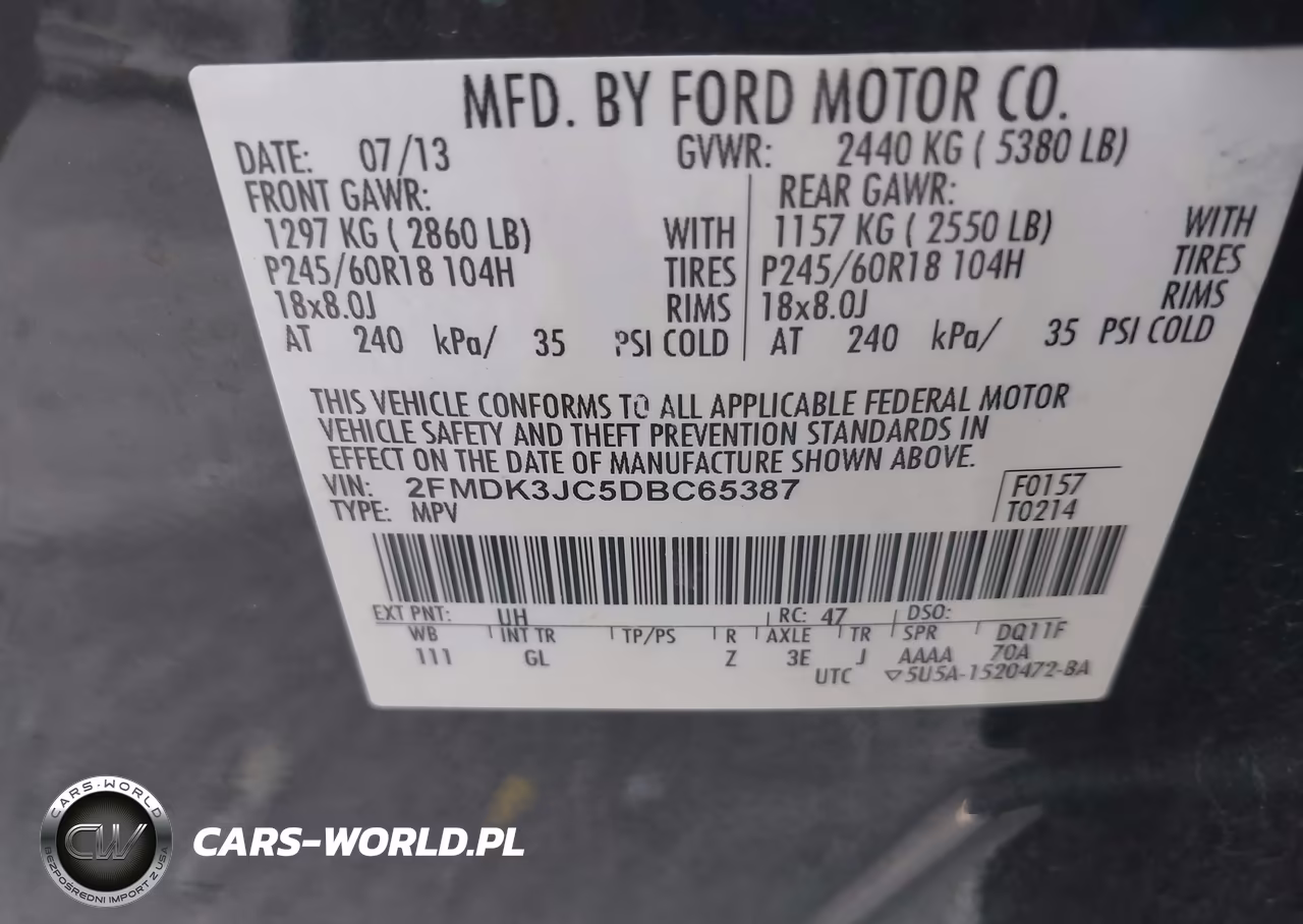 2013 Ford Edge Sel VIN:2FMDK3JC5DBC65387 - 9