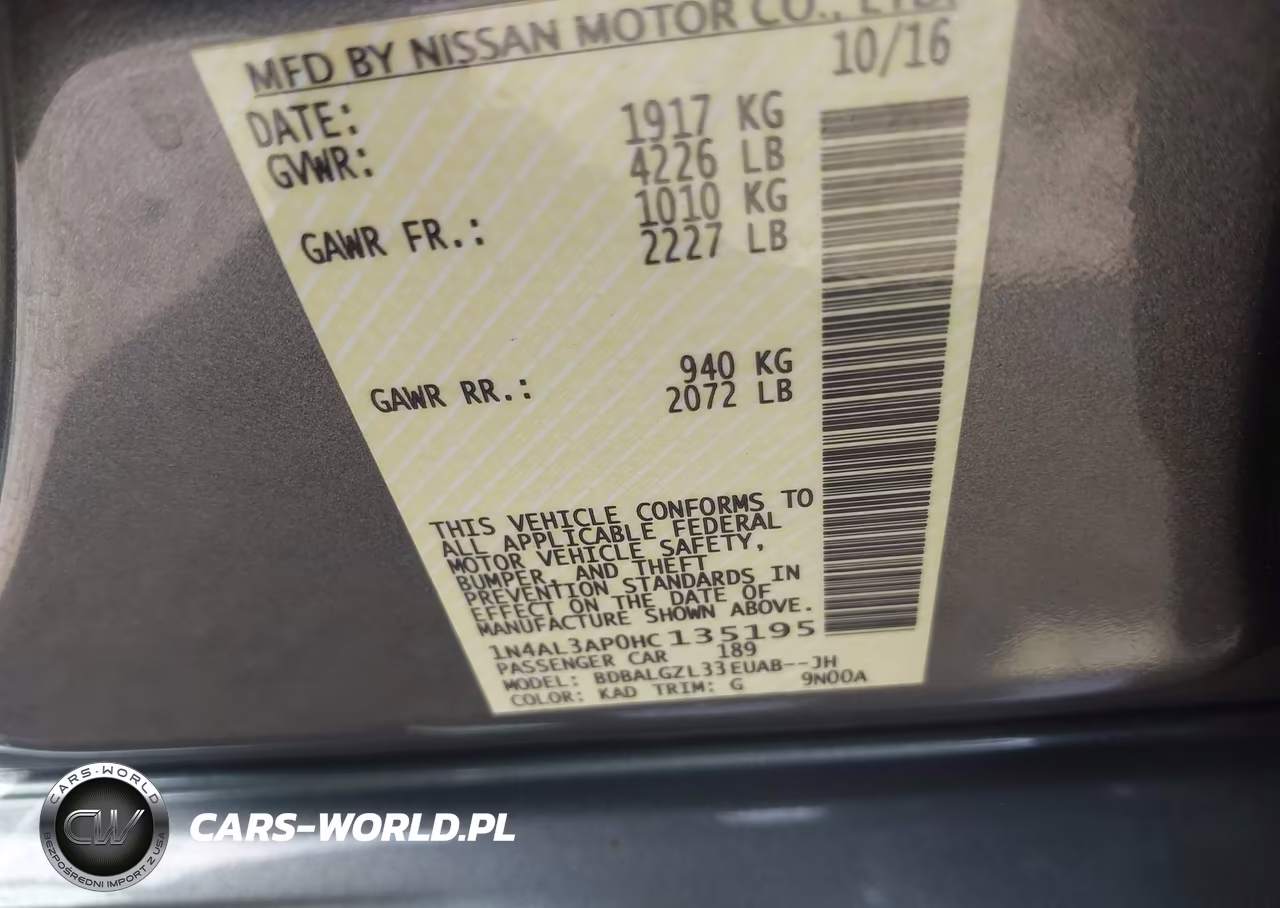 2017 Nissan Altima 2.5 S VIN:1N4AL3AP0HC135195 - 9