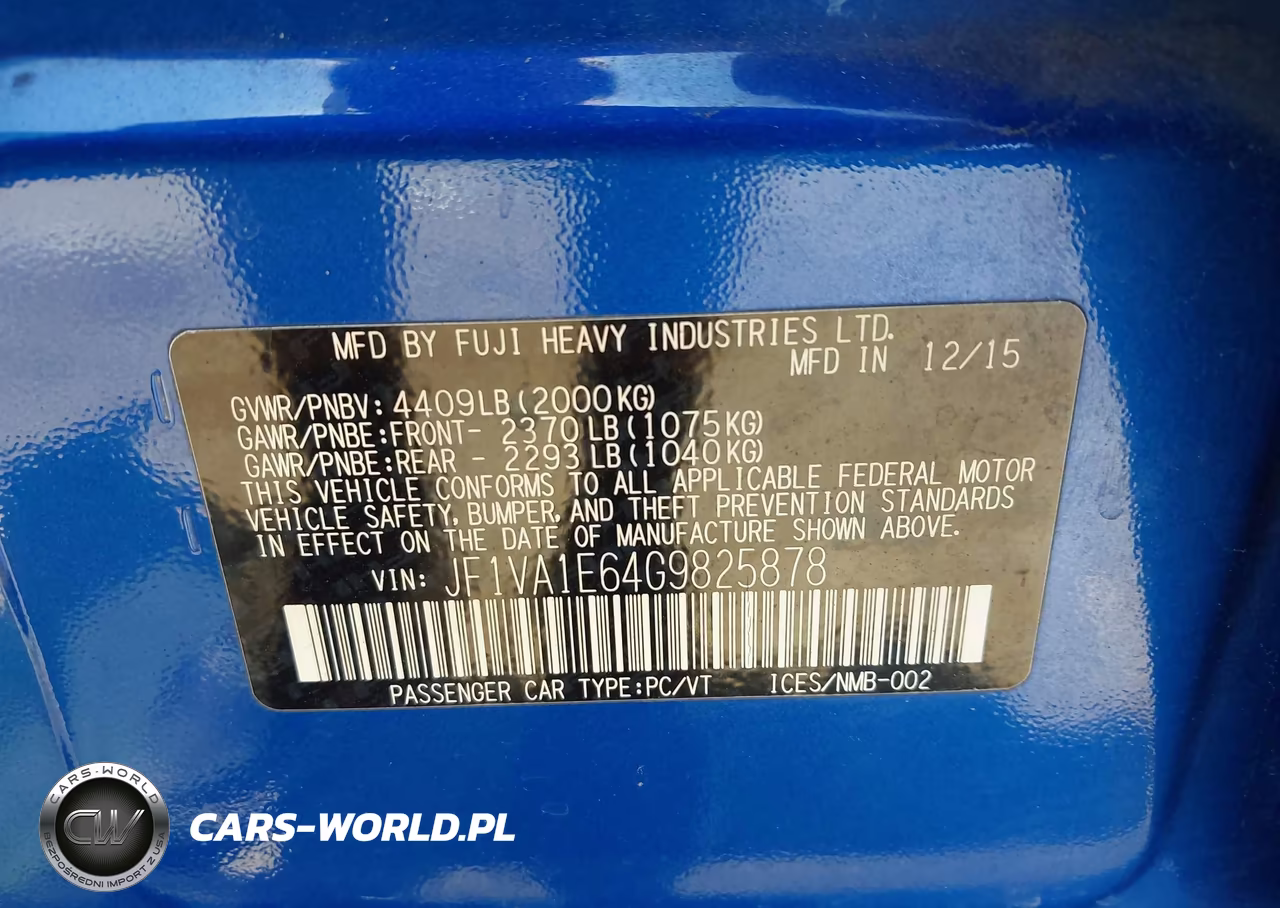 2016 Subaru Wrx Premium VIN:JF1VA1E64G9825878 - 9
