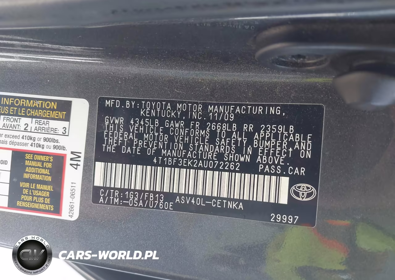 2010 Toyota Camry Le VIN:4T1BF3EK2AU072262 - 9