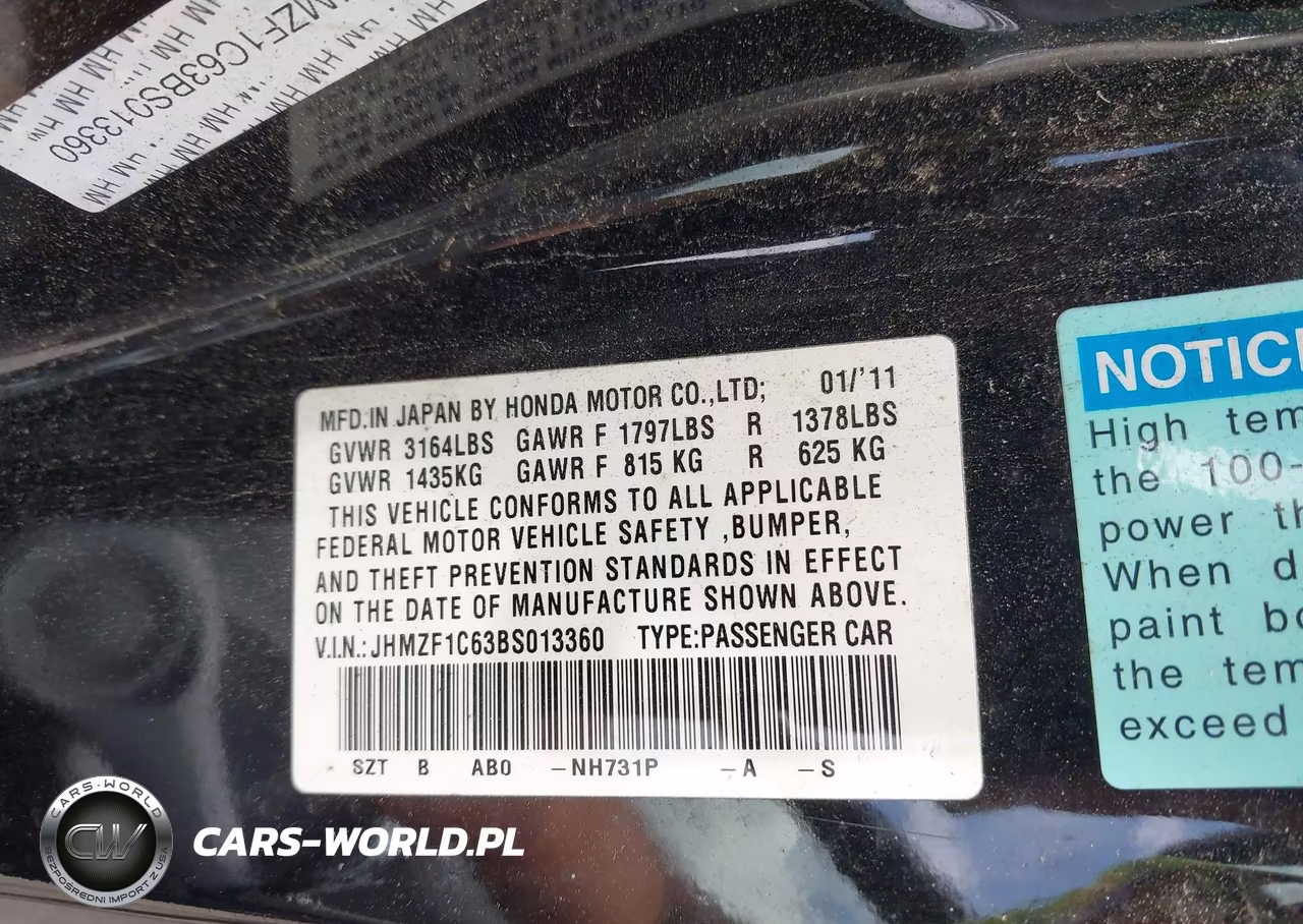 2011 Honda Cr-Z Ex VIN:JHMZF1C63BS013360 - 9