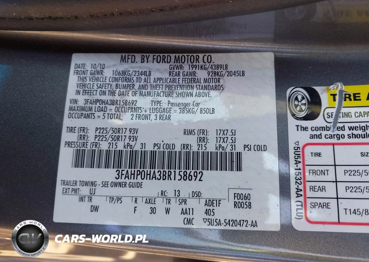 2011 Ford Fusion Se VIN:3FAHP0HA3BR158692 - 9