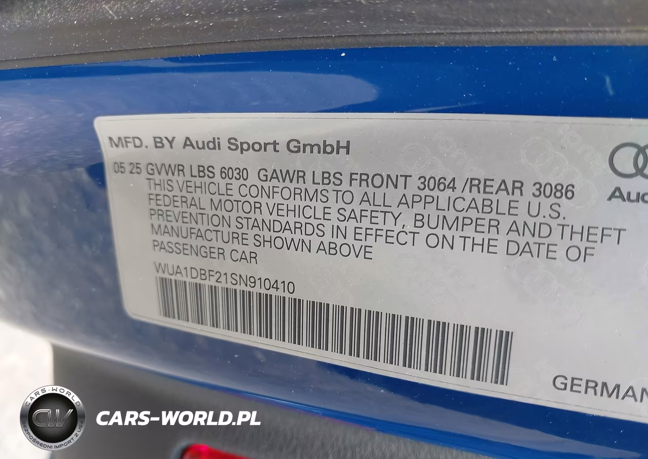 2025 Audi Rs 6 Avant Performance Quattro Tiptronic VIN:WUA1DBF21SN910410 - 9
