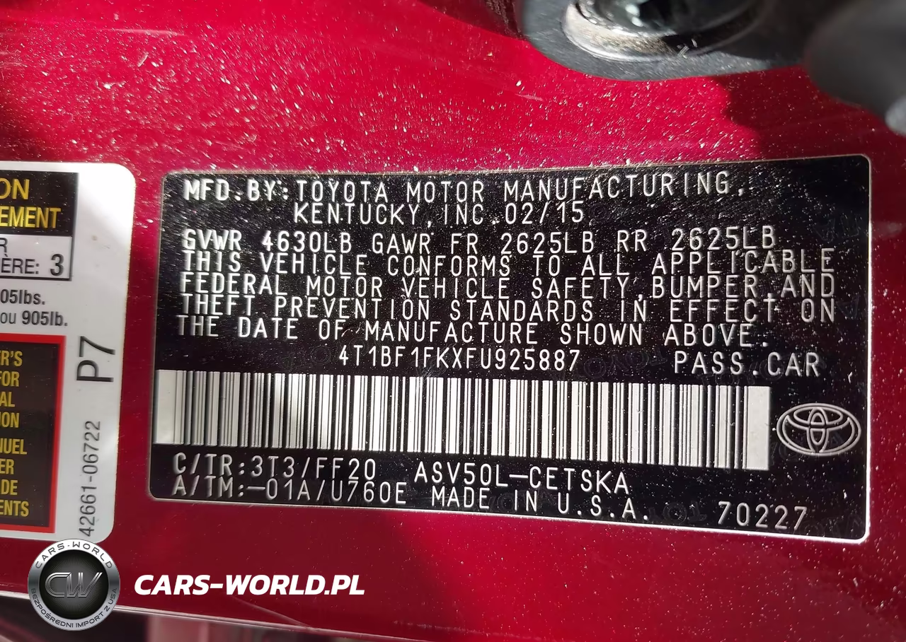 2015 Toyota Camry Se VIN:4T1BF1FKXFU925887 - 9