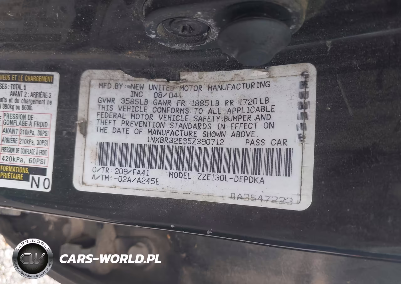 2005 Toyota Corolla Ce VIN:1NXBR32E35Z390712 - 9