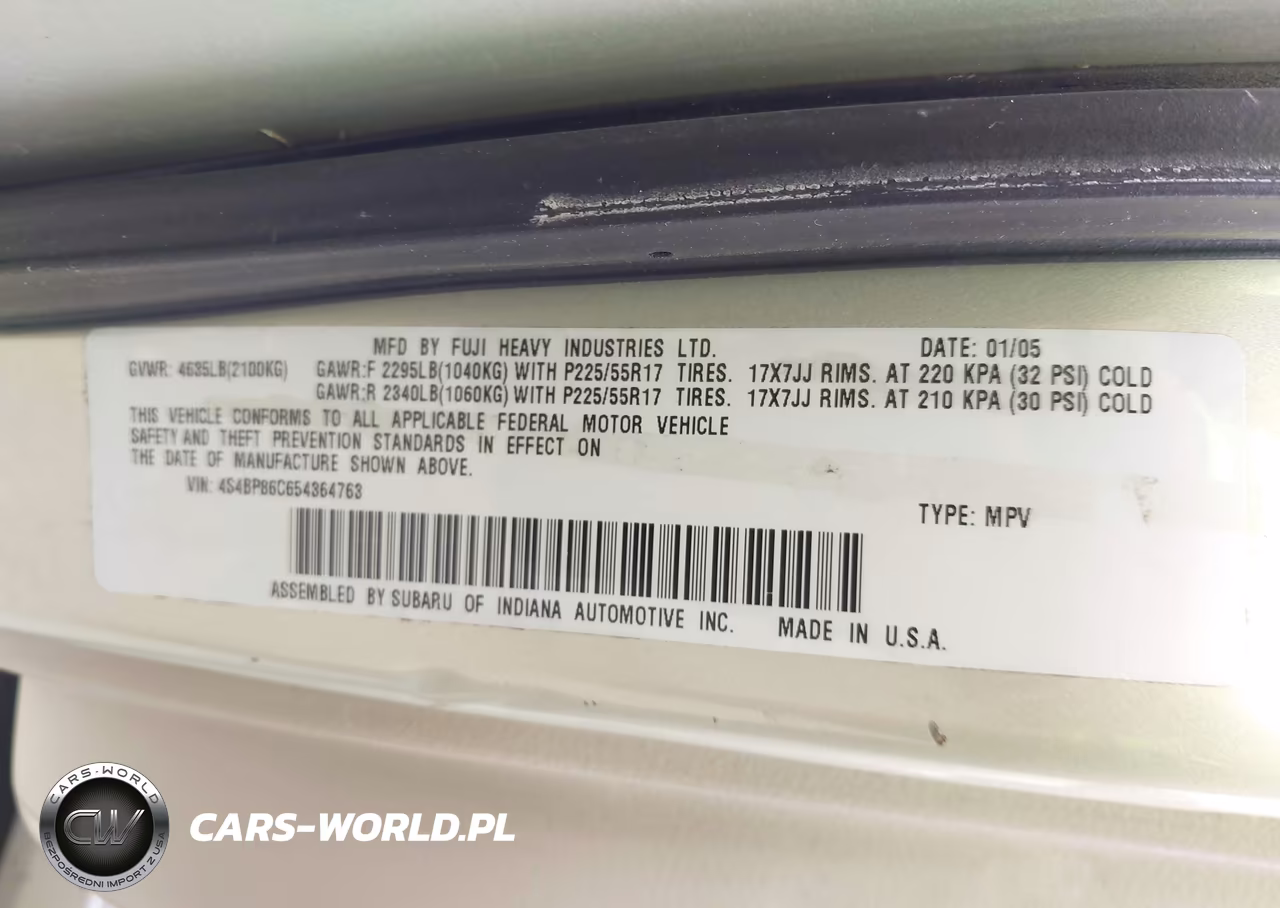 2005 Subaru Outback 3.0R L.l. Bean Edition VIN:4S4BP86C654364763 - 9