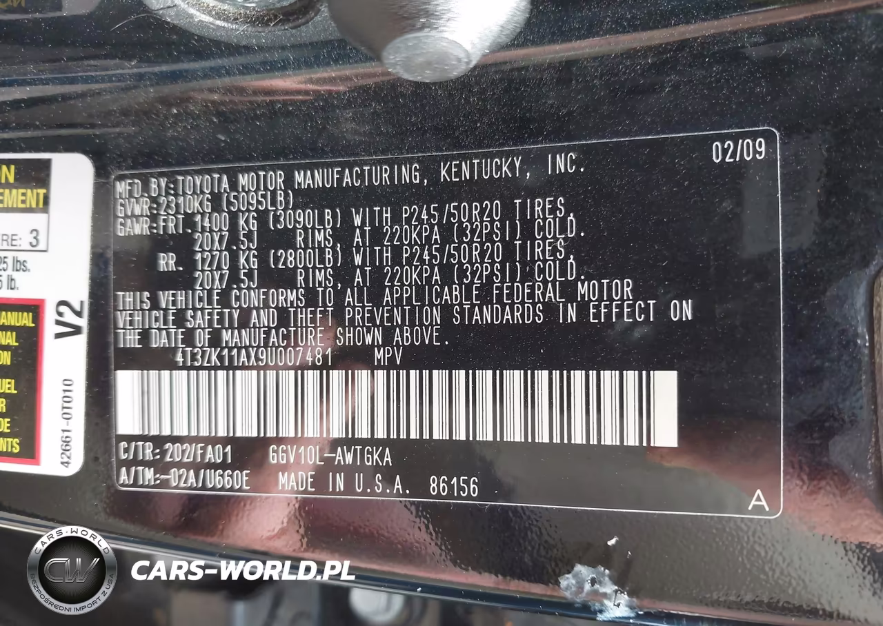 2009 Toyota Venza Base V6 VIN:4T3ZK11AX9U007481 - 9
