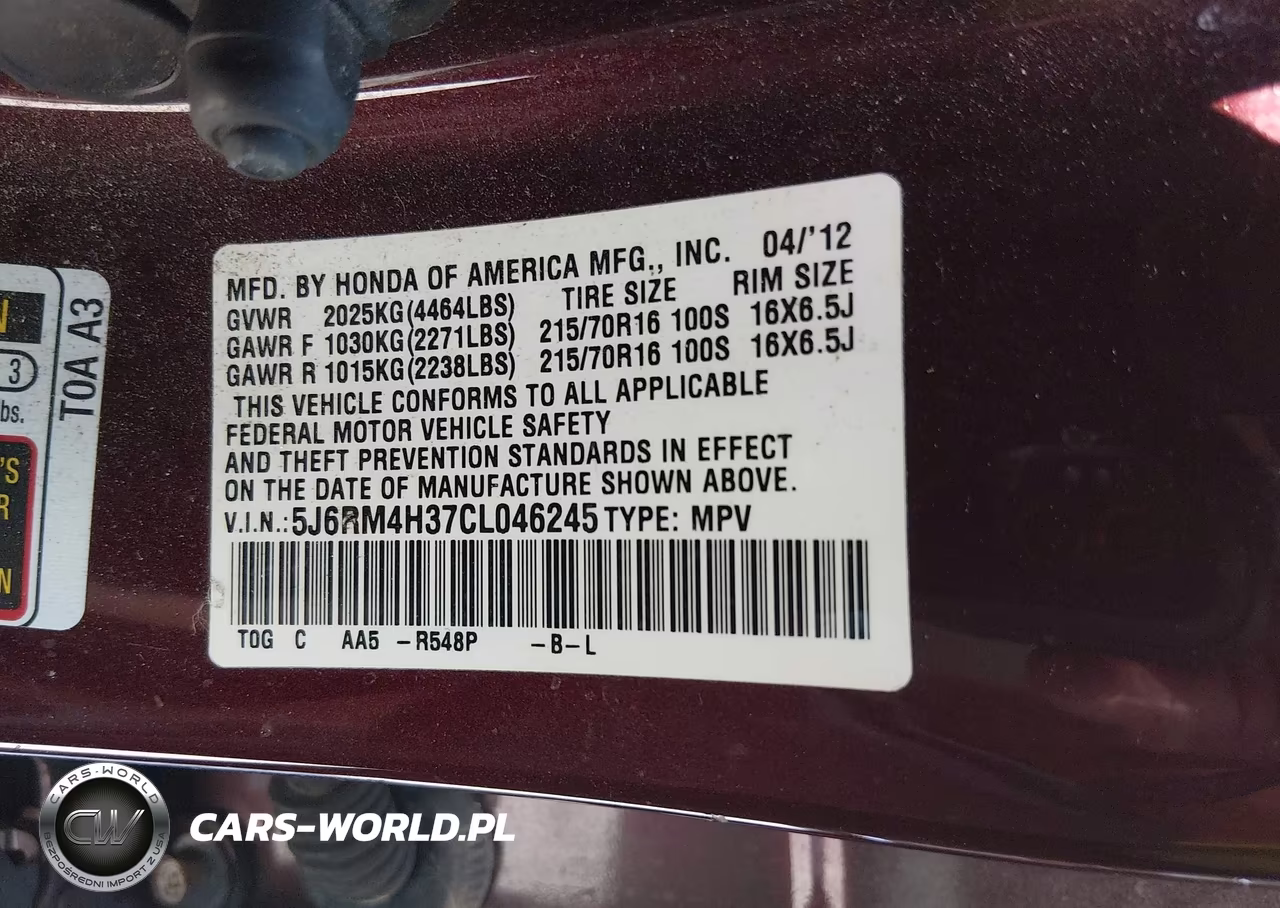 2012 Honda Cr-V Lx VIN:5J6RM4H37CL046245 - 9