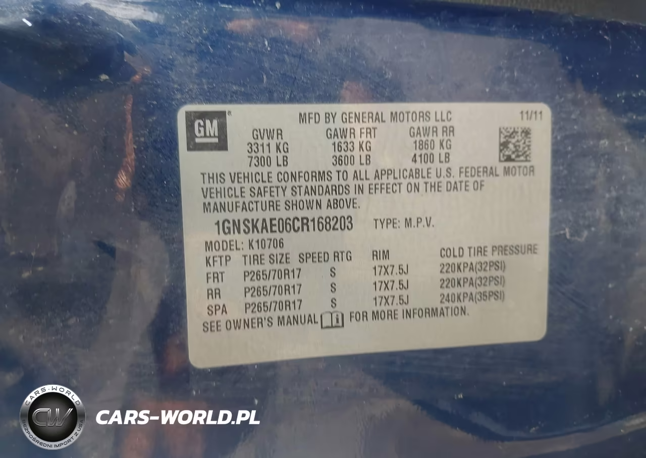 2012 Chevrolet Tahoe Ls VIN:1GNSKAE06CR168203 - 9