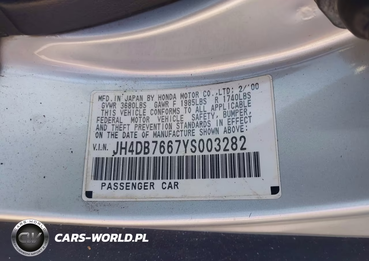 2000 Acura Integra Gs VIN:JH4DB7667YS003282 - 9
