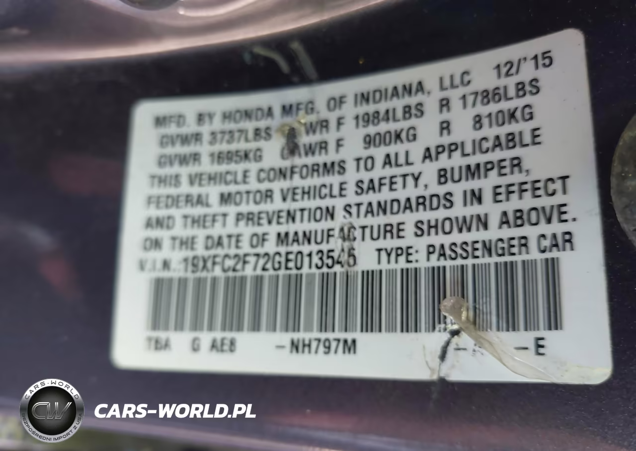 2016 Honda Civic Ex VIN:19XFC2F72GE013545 - 9