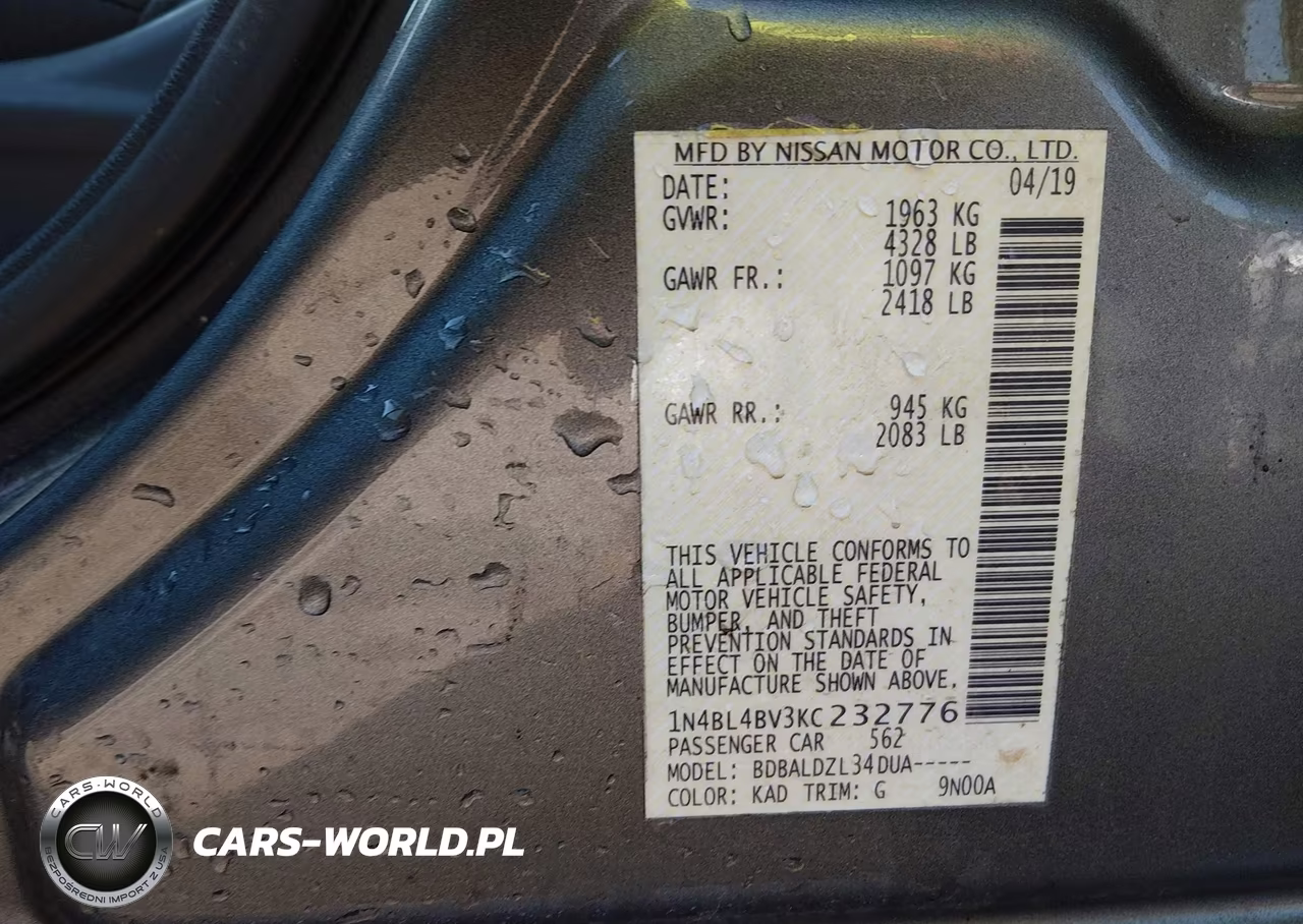 2019 Nissan Altima 2.5 S VIN:1N4BL4BV3KC232776 - 9