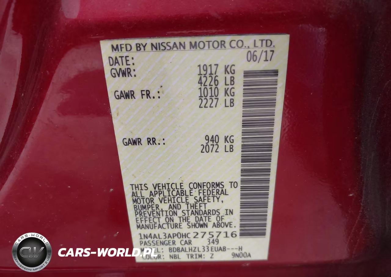 2017 Nissan Altima 2.5 Sr VIN:1N4AL3AP0HC275716 - 9