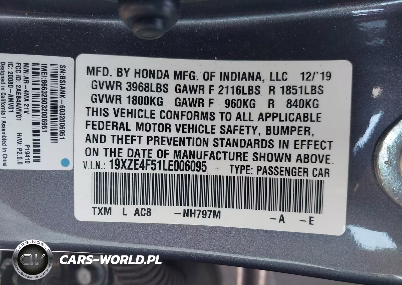 2020 Honda Insight Ex VIN:19XZE4F51LE006095 - 9