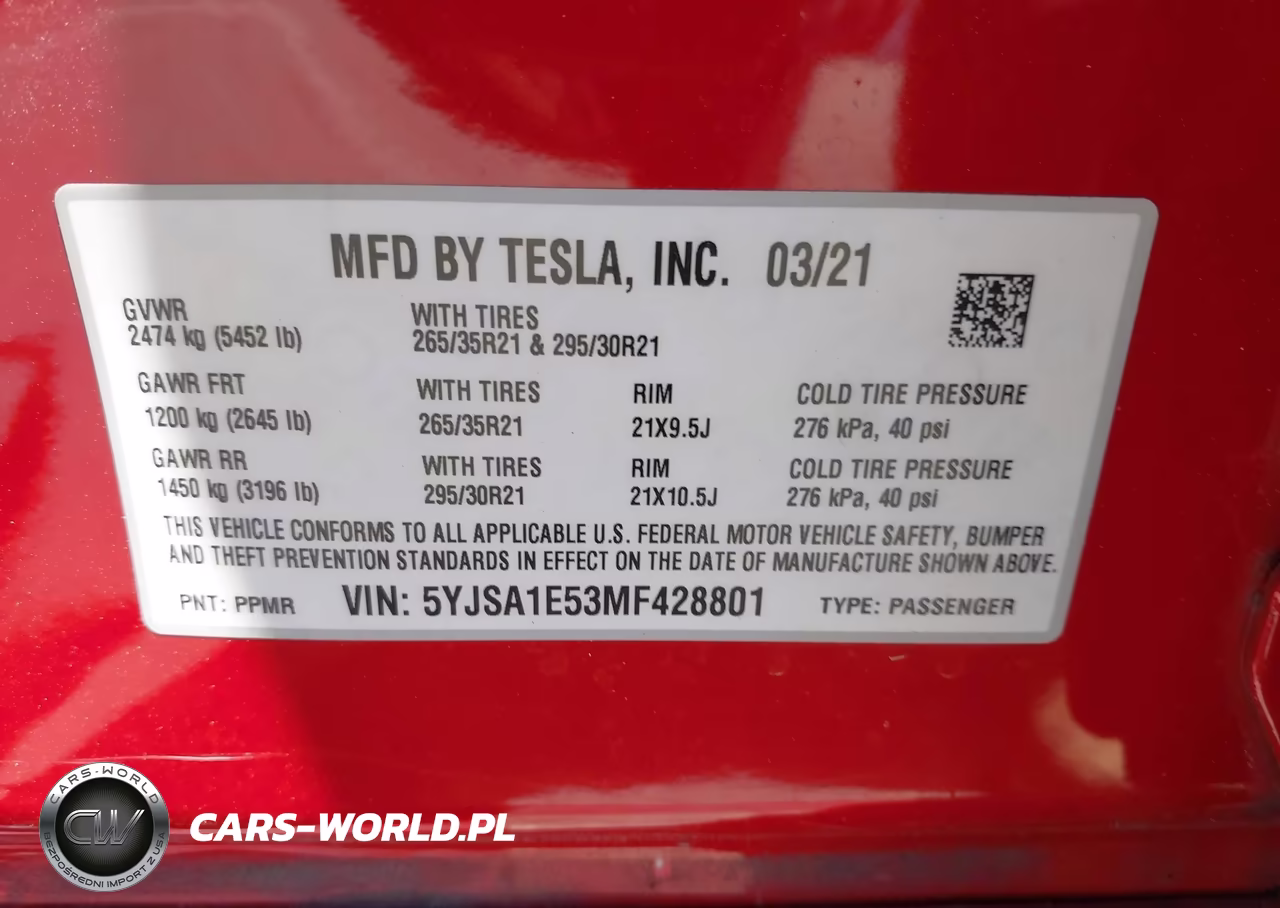 2021 Tesla Model S Long Range Dual Motor All-Wheel Drive VIN:5YJSA1E53MF428801 - 9