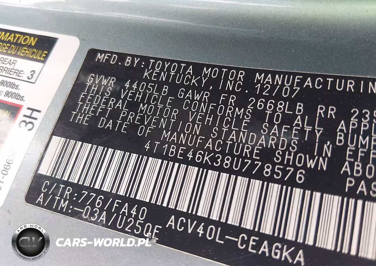2008 Toyota Camry Xle VIN:4T1BE46K38U778576 - 9