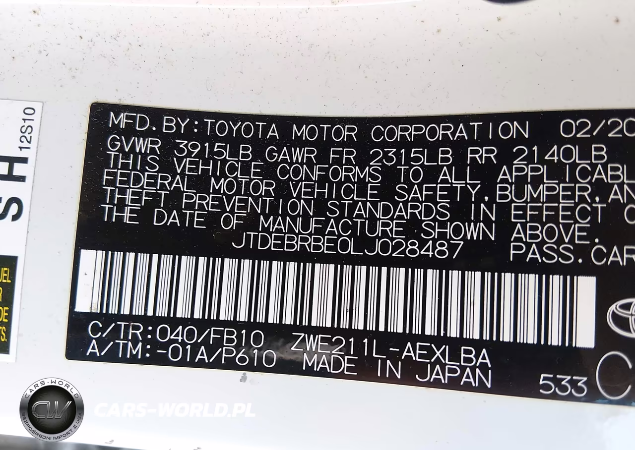 2020 Toyota Corolla Hybrid Le VIN:JTDEBRBE0LJ028487 - 9