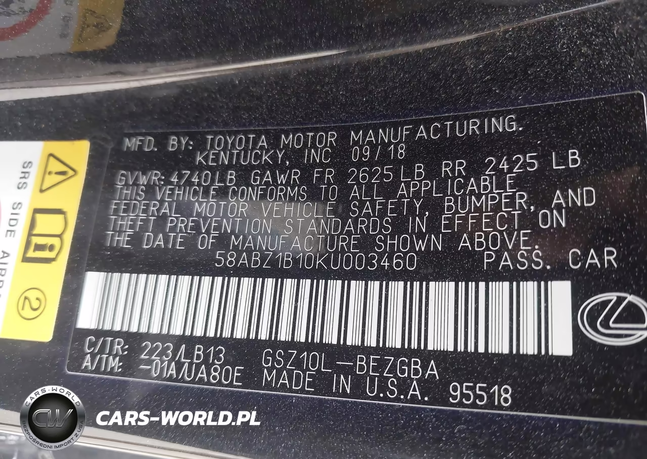 2019 Lexus Es 350 Luxury VIN:58ABZ1B10KU003460 - 9