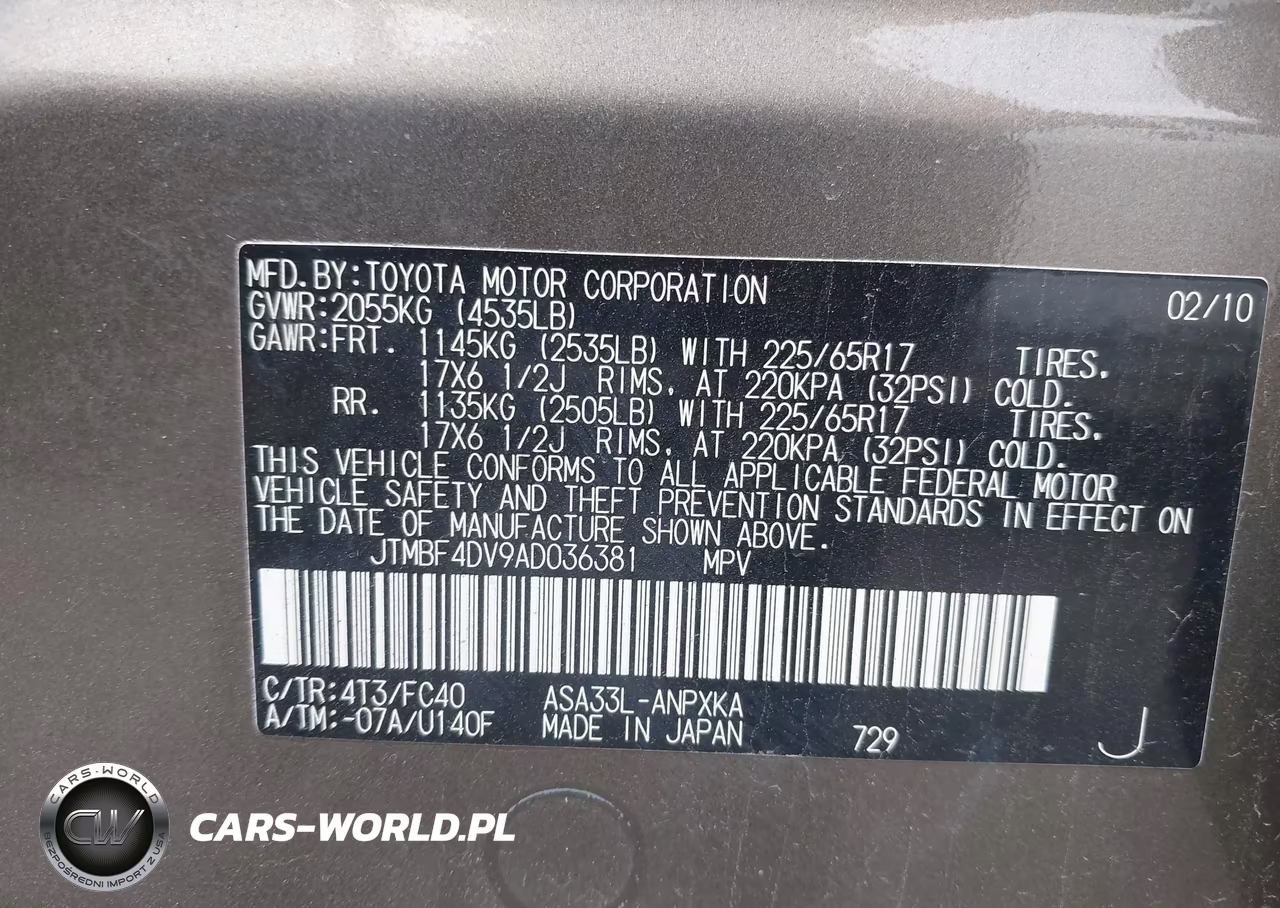2010 Toyota Rav4 VIN:JTMBF4DV9AD036381 - 9
